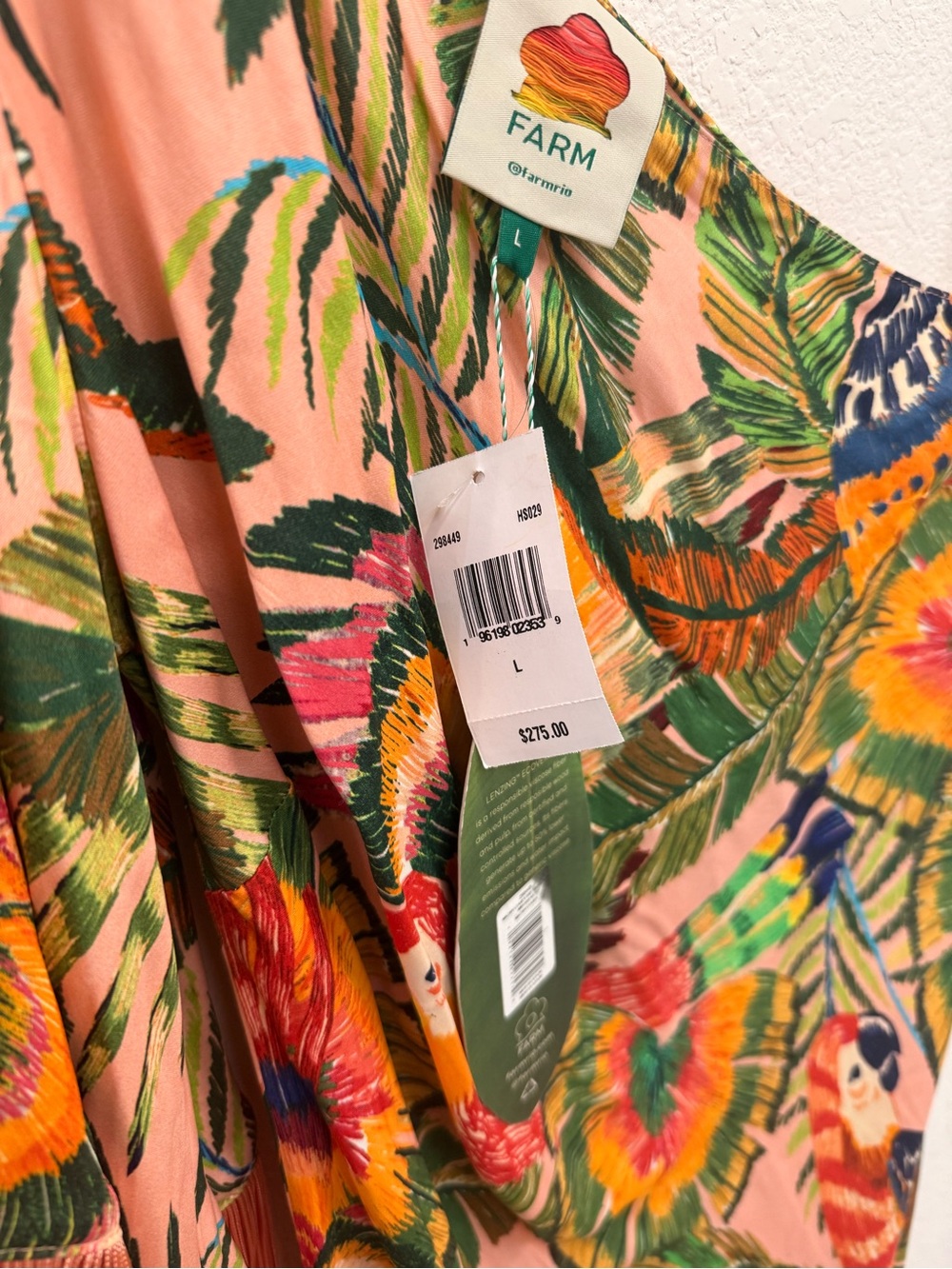 FARM Rio One-Shoulder Tropical Fringe Midi Dress - Green, Pink, Orange, Yellow - Picture 10 of 11